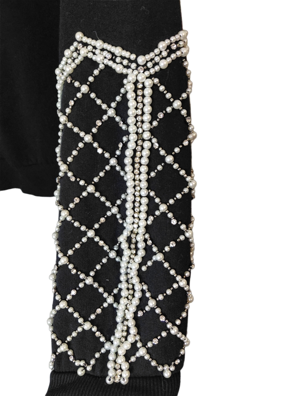 EXPRESS Black Pearl Rhinestone Sweatshirt Glam Statement XS Extra Small - Picture 5 of 6